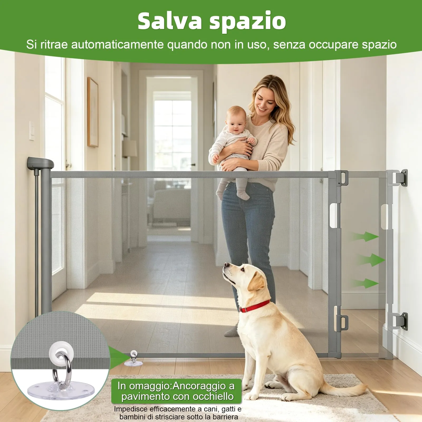 Dioxide Cancelletto Retrattile per Bambini e Cani, 0-150cm, Grigio - immagine 7