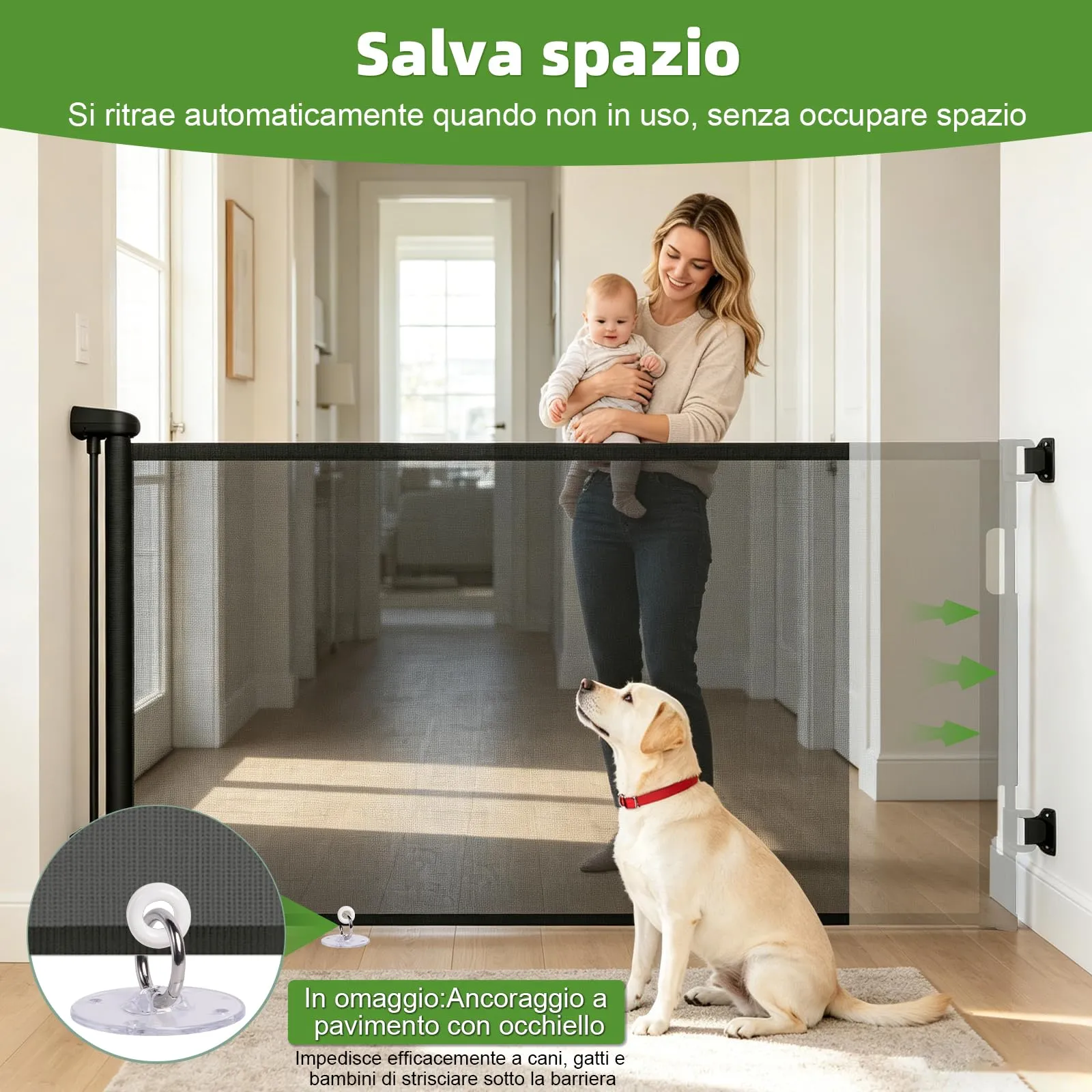 Dioxide Cancelletto Retrattile per Bambini e Cani, 0-150cm, Nero - immagine 7