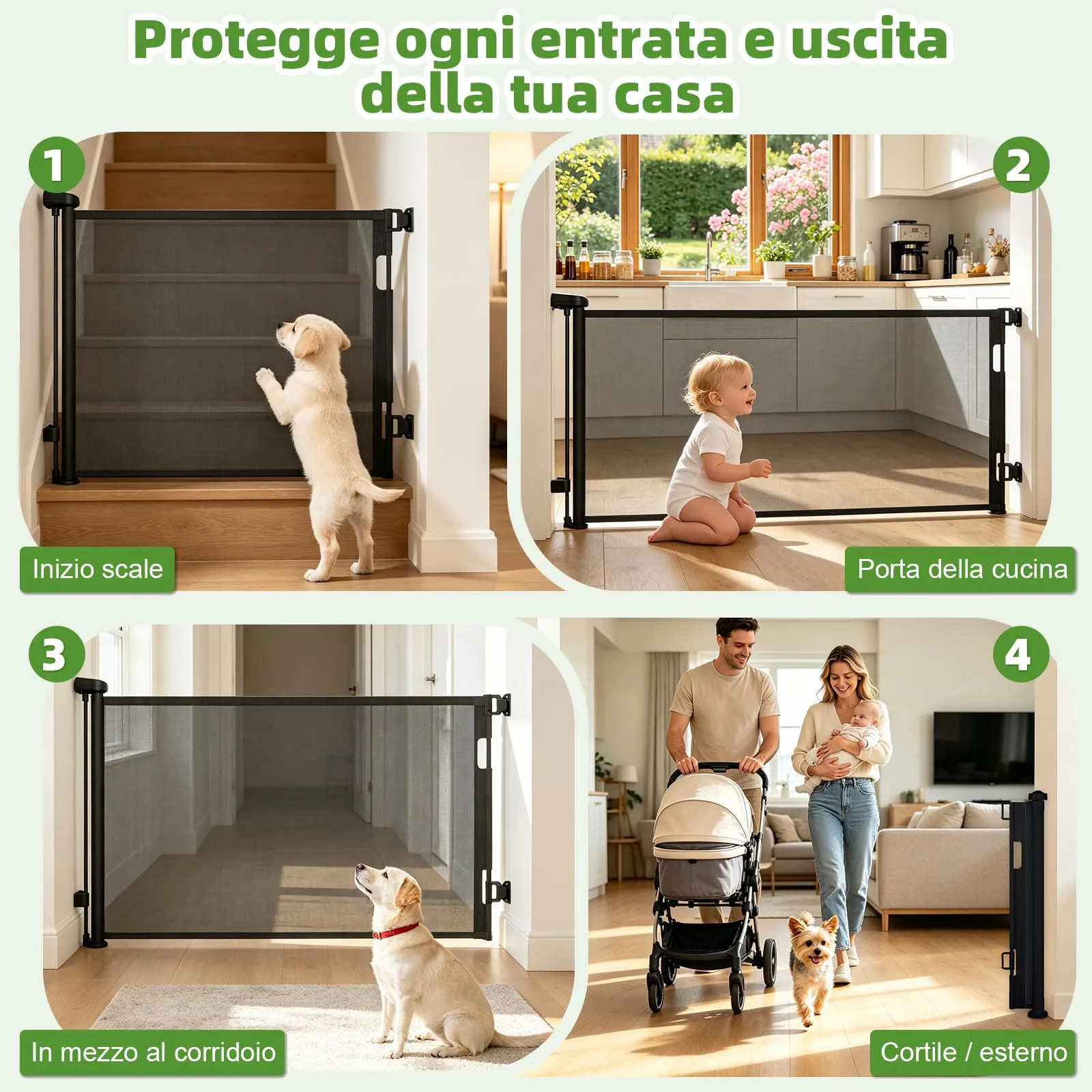 Dioxide Cancelletto Retrattile per Bambini e Cani, 0-150cm, Nero - immagine 8