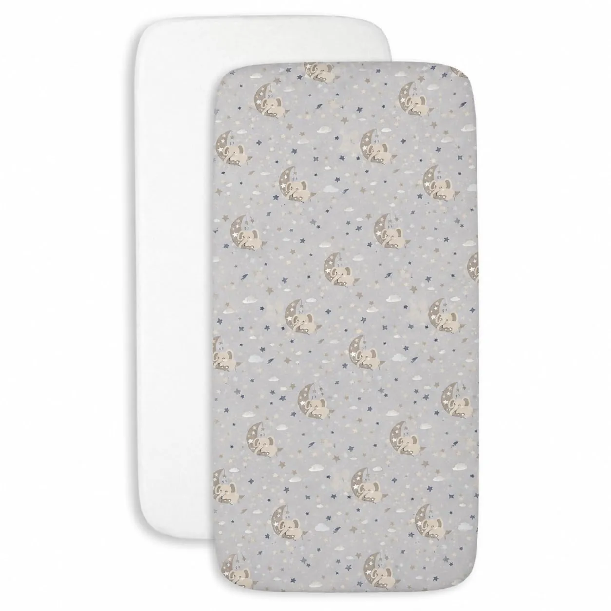 FlyIdeas Set di 2 Lenzuola con Angoli in Cotone per Culle, GoodNight Tortora, 140x70 cm - immagine 1
