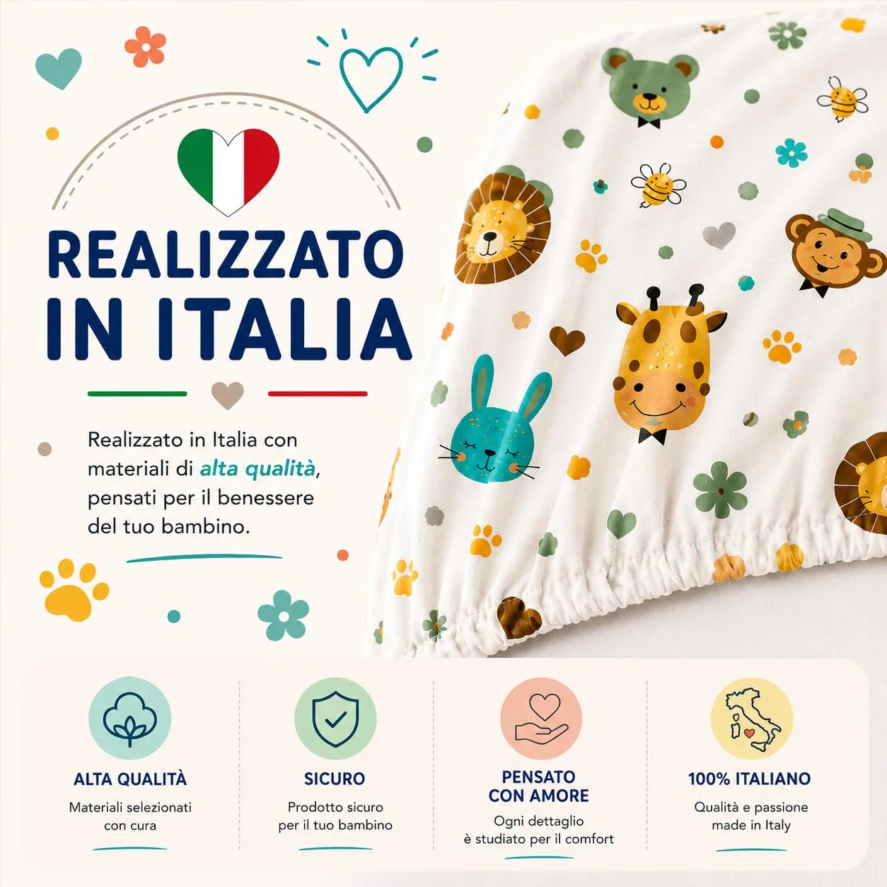 FlyIdeas Set 2 Lenzuola con Angoli 100% Cotone per Culle, Jungla, 160x80 cm - immagine 10