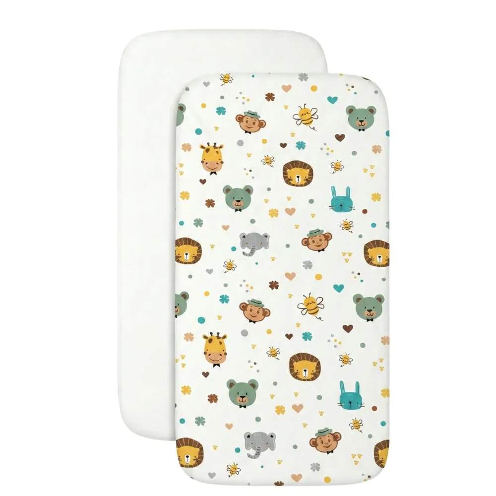 FlyIdeas Set 2 Lenzuola con Angoli 100% Cotone per Culle, Jungla, 140x70 cm - immagine 1