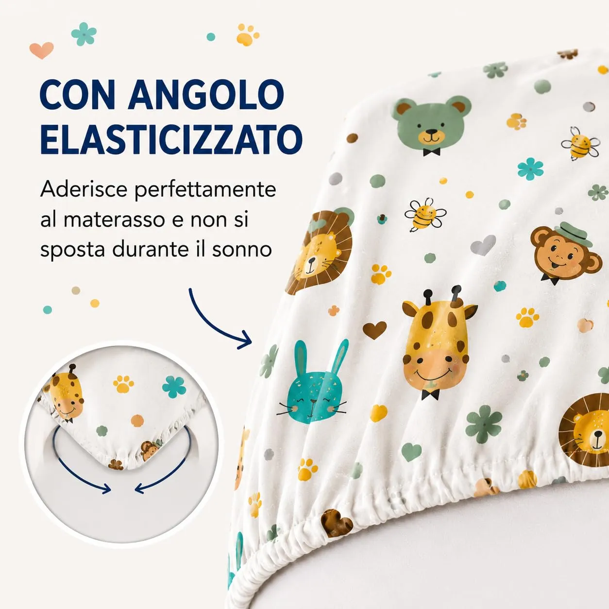 FlyIdeas Set 2 Lenzuola con Angoli 100% Cotone per Culle, Jungla, 140x70 cm - immagine 2