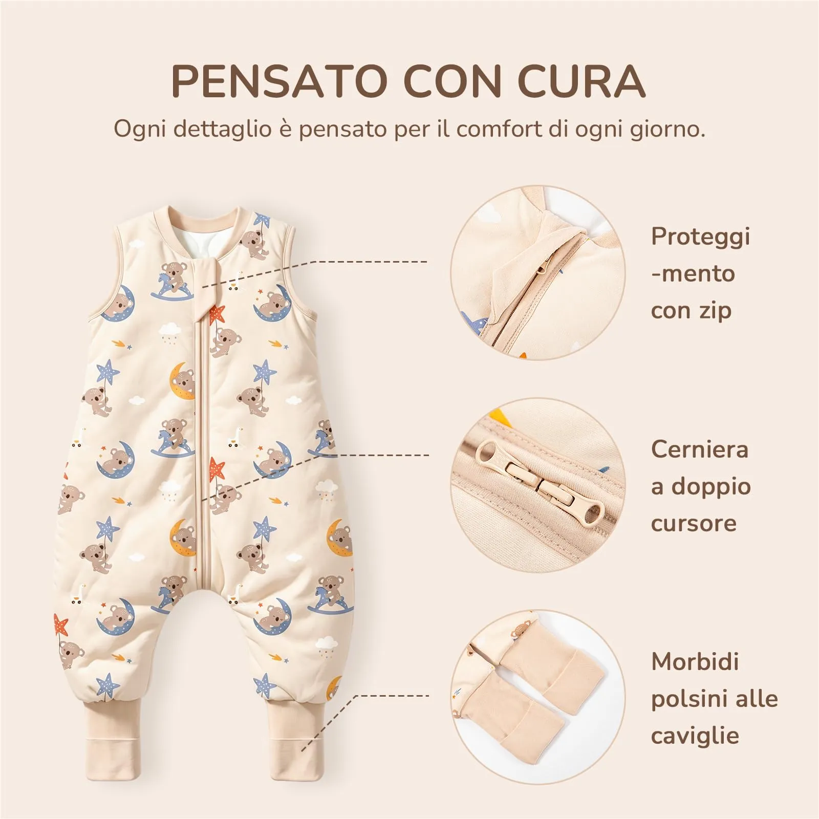 MIKAFEN Sacco Nanna con Gambe per Bambini 2,5 Tog, 6-18 Mesi - immagine 3