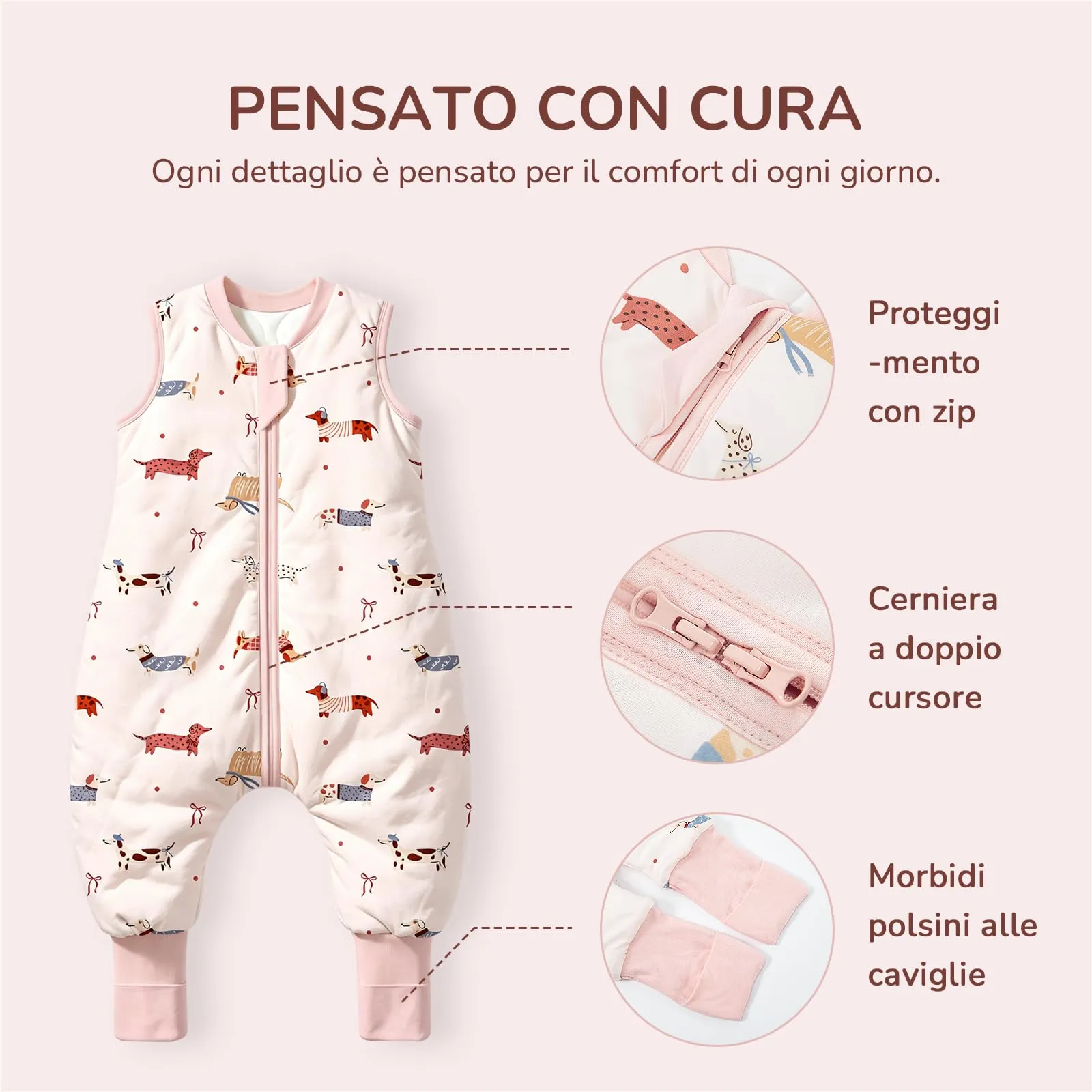 MIKAFEN Sacco Nanna con Gambe per Bambini, 2,5 Tog, 4-5 anni - immagine 3