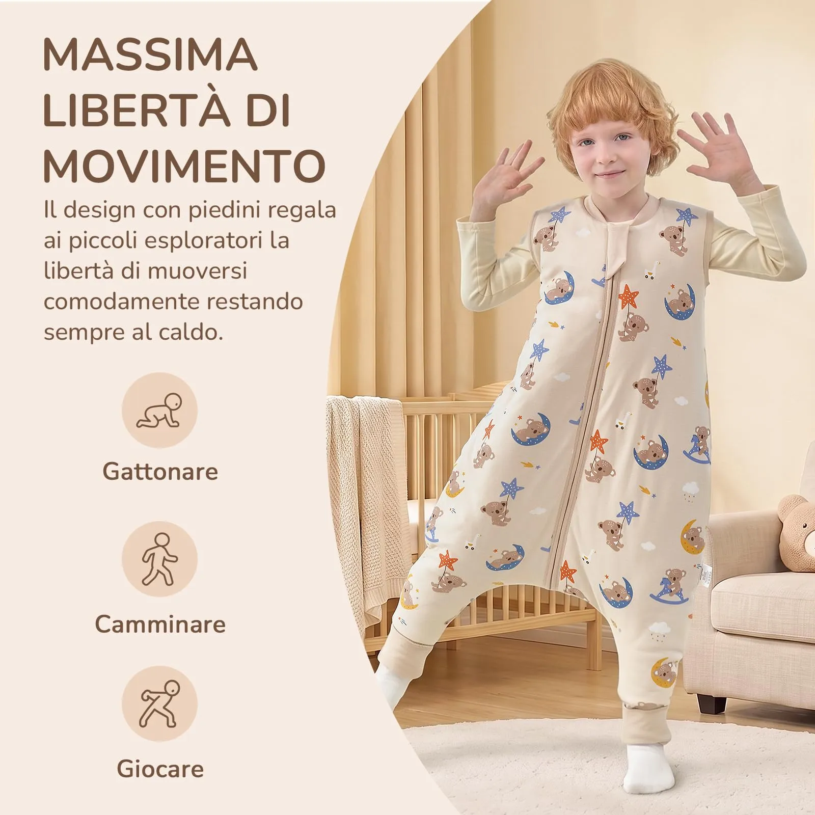 MIKAFEN Sacco Nanna con Gambe per Bambini, 2.5 Tog, 3-4 anni - immagine 4