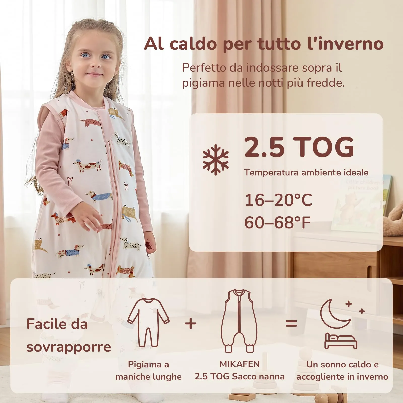 MIKAFEN Sacco Nanna con Gambe per Bambini, 2,5 Tog, 18-36 Mesi - immagine 6