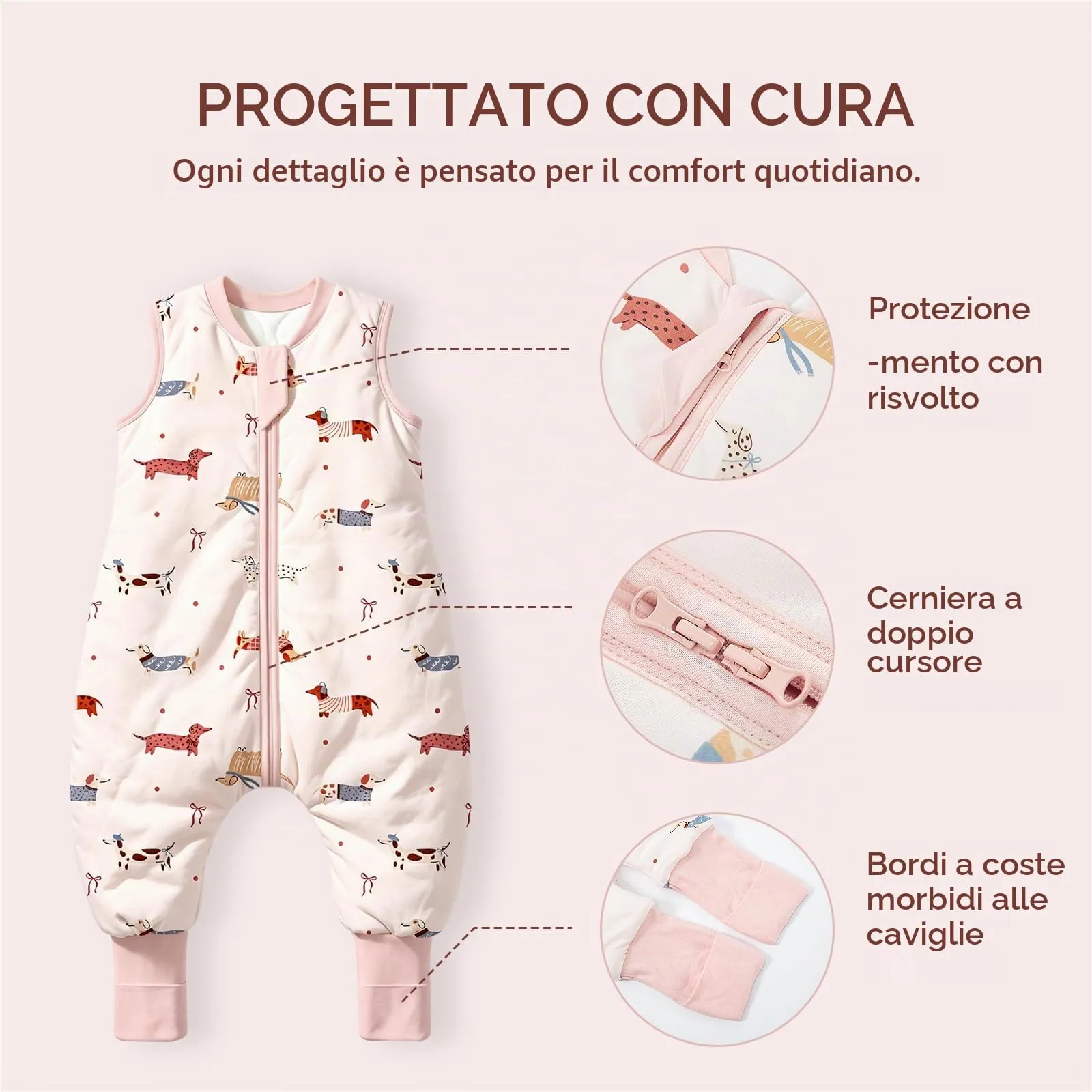MIKAFEN Sacco Nanna con Gambe per Bambini 2,5 Tog, 6-18 Mesi - immagine 3