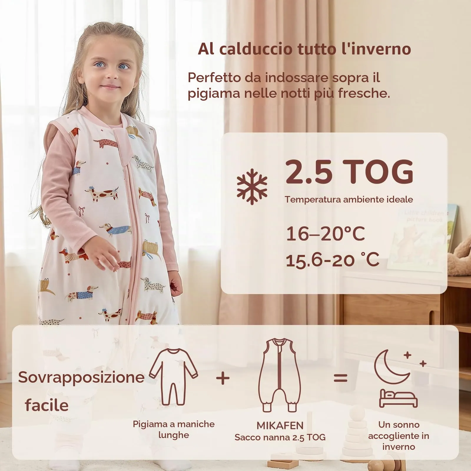 MIKAFEN Sacco Nanna con Gambe per Bambini 2,5 Tog, 6-18 Mesi - immagine 6