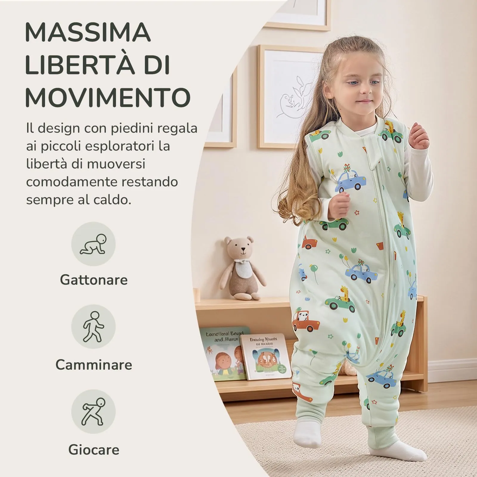 MIKAFEN Sacco Nanna con Gambe per Bambini 2,5 Tog, 18-36 Mesi - immagine 4