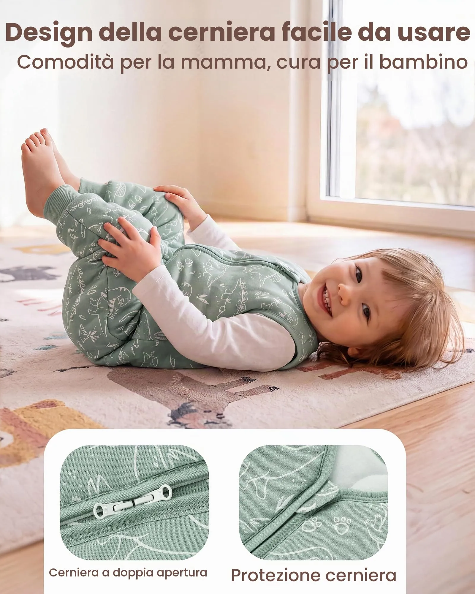 FIEMOL Sacco Nanna Invernale con Piedini, TOG 2,5, Dinosauro, 18-36 Mesi - immagine 7