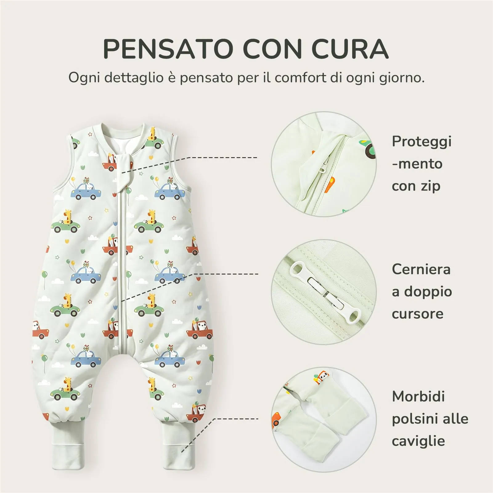 MIKAFEN Sacco Nanna con Gambe per Bambini 2,5 Tog, 3-4 anni - immagine 3