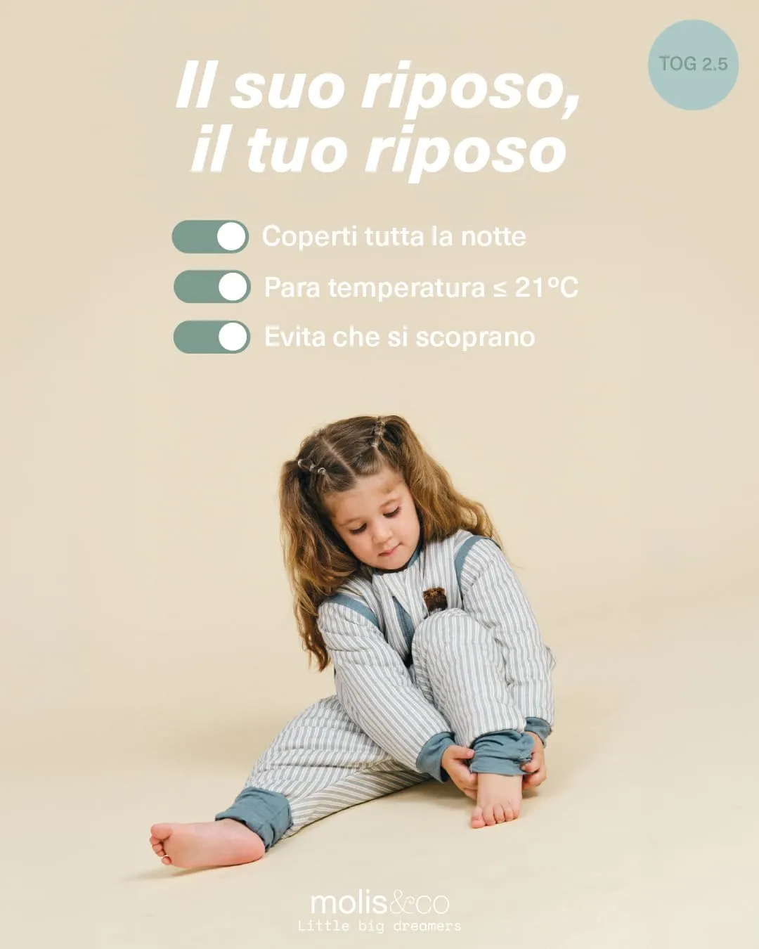 molis & co Sacco Nanna con piedini e maniche staccabili, 2.5 TOG, 100% Cotone Oeko-Tex 100, Blue Stripes, 4 anni - immagine 6