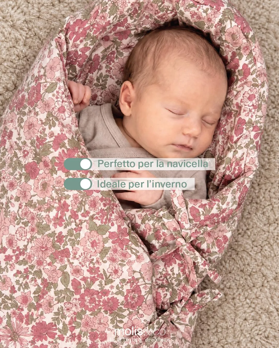 molis & co Sacco Passeggino Invernale Universale TOG 6.5 - 100% Cotone OEKO-TEX 100 - Winter Commelina - immagine 4