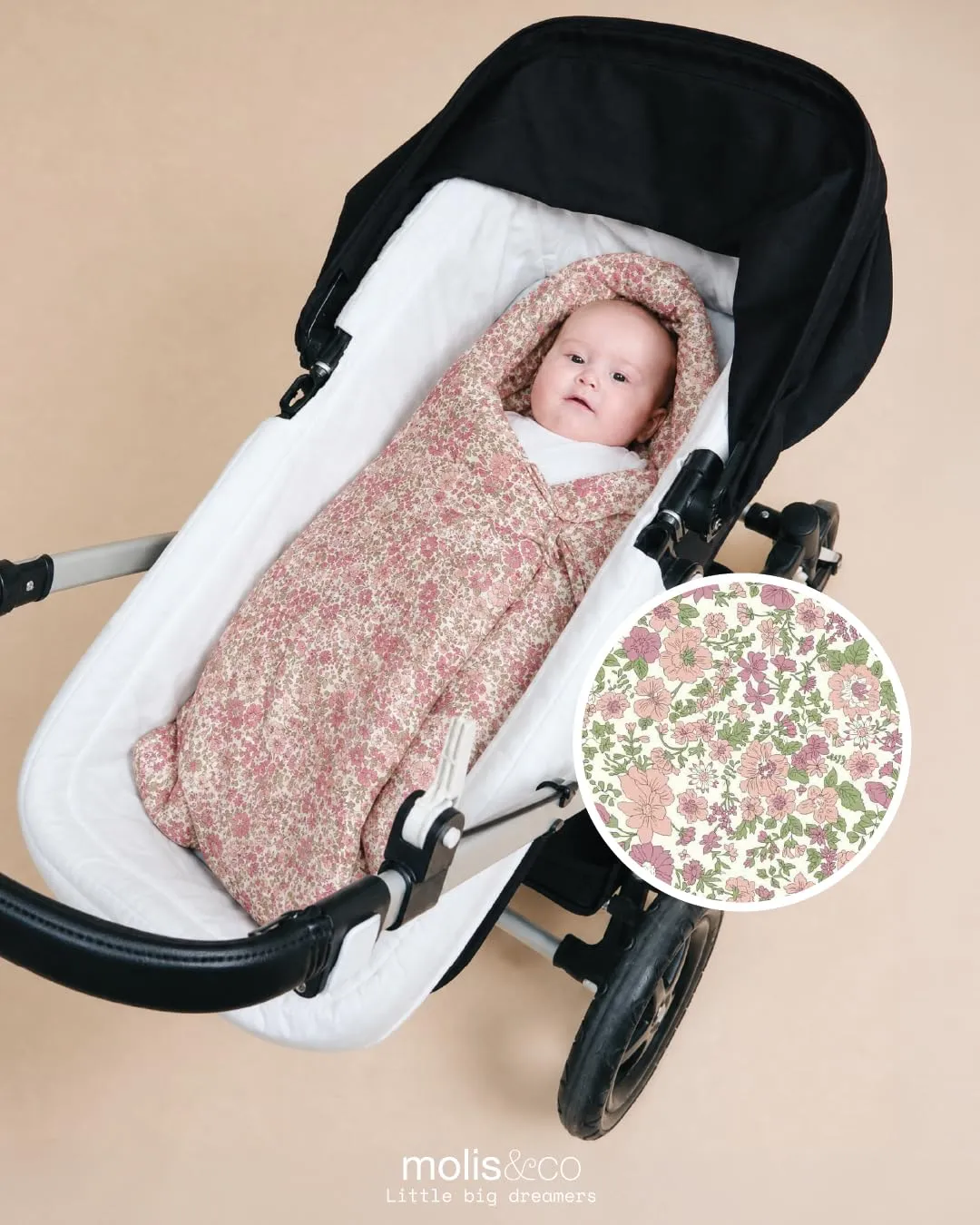 molis & co Sacco Passeggino Invernale Universale TOG 6.5 - 100% Cotone OEKO-TEX 100 - Winter Commelina - immagine 5