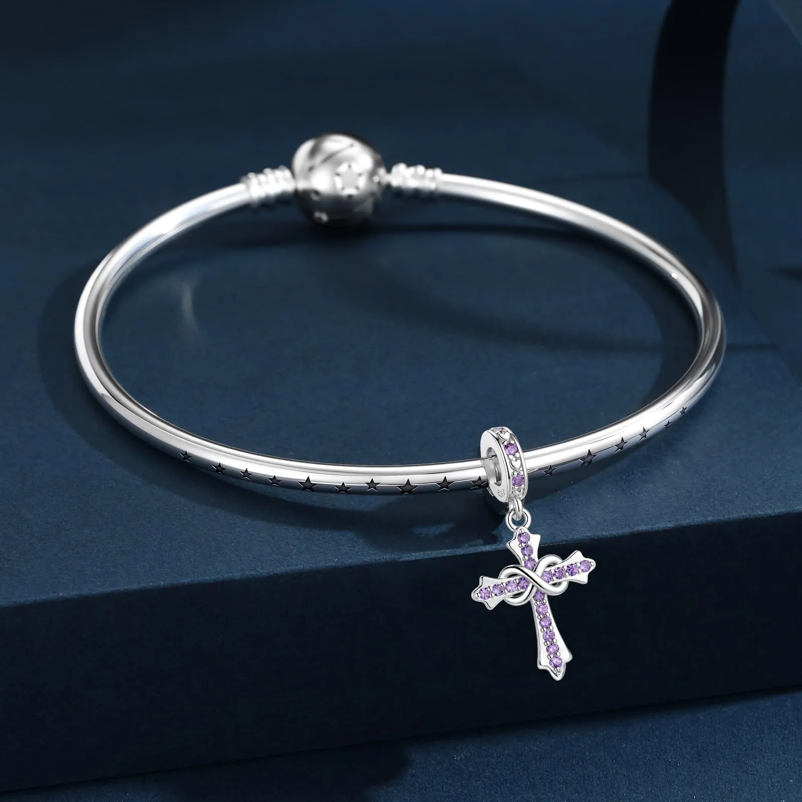 LNQOBU Ciondoli a forma di Croce in Argento Sterling 925 e Pietra di Nascita, Compatibili con Bracciale Pandora - immagine 2