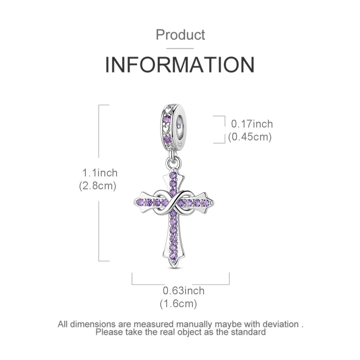 LNQOBU Ciondoli a forma di Croce in Argento Sterling 925 e Pietra di Nascita, Compatibili con Bracciale Pandora - immagine 5
