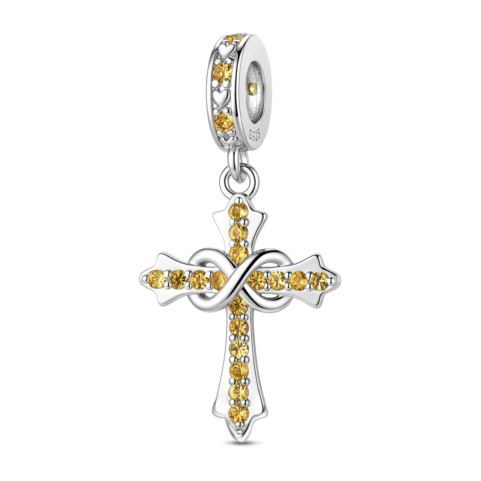 LNQOBU Ciondoli a forma di Croce in Argento Sterling 925 con Pietre di Nascita, Compatibili con Bracciale Pandora - immagine 1
