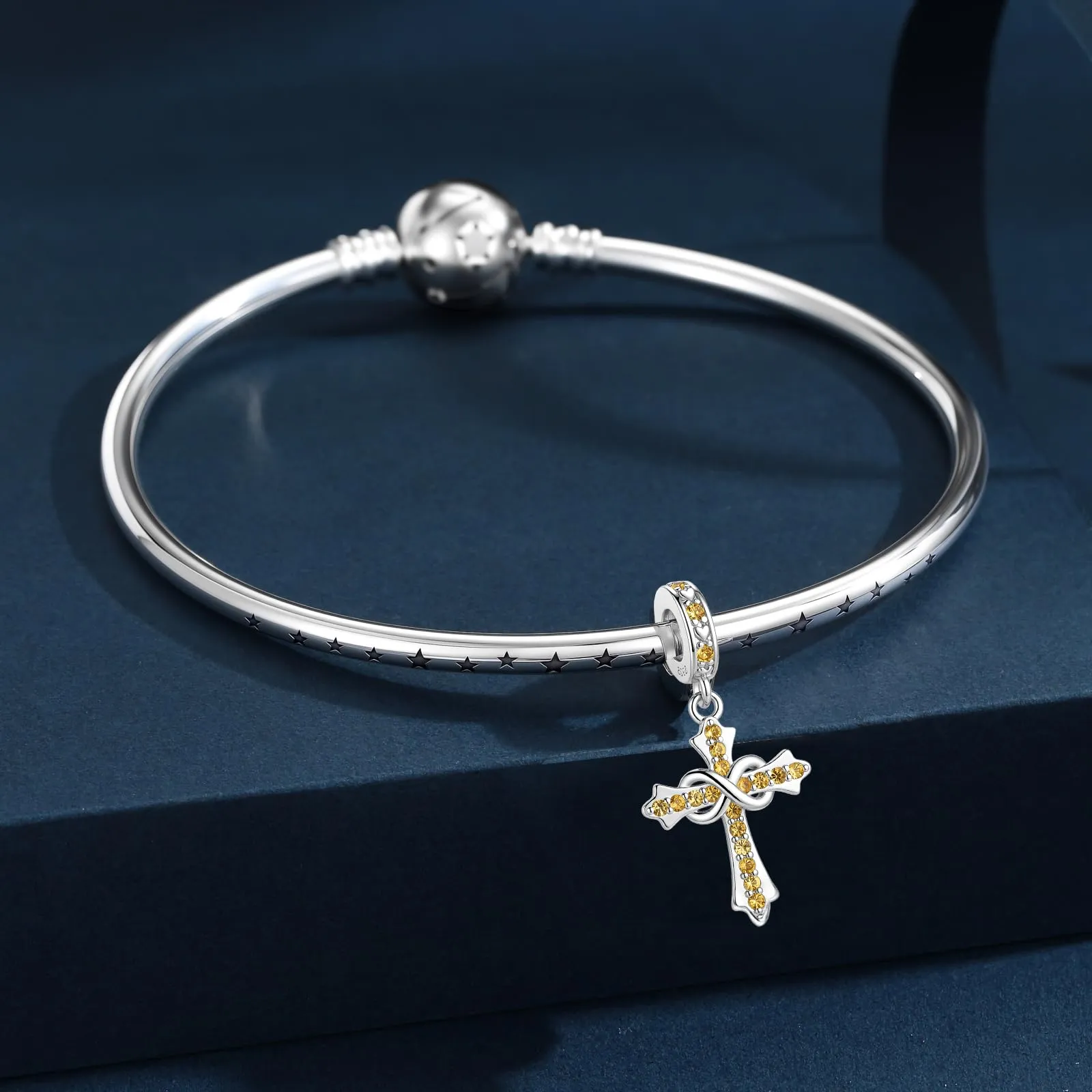 LNQOBU Ciondoli a forma di Croce in Argento Sterling 925 con Pietre di Nascita, Compatibili con Bracciale Pandora - immagine 2