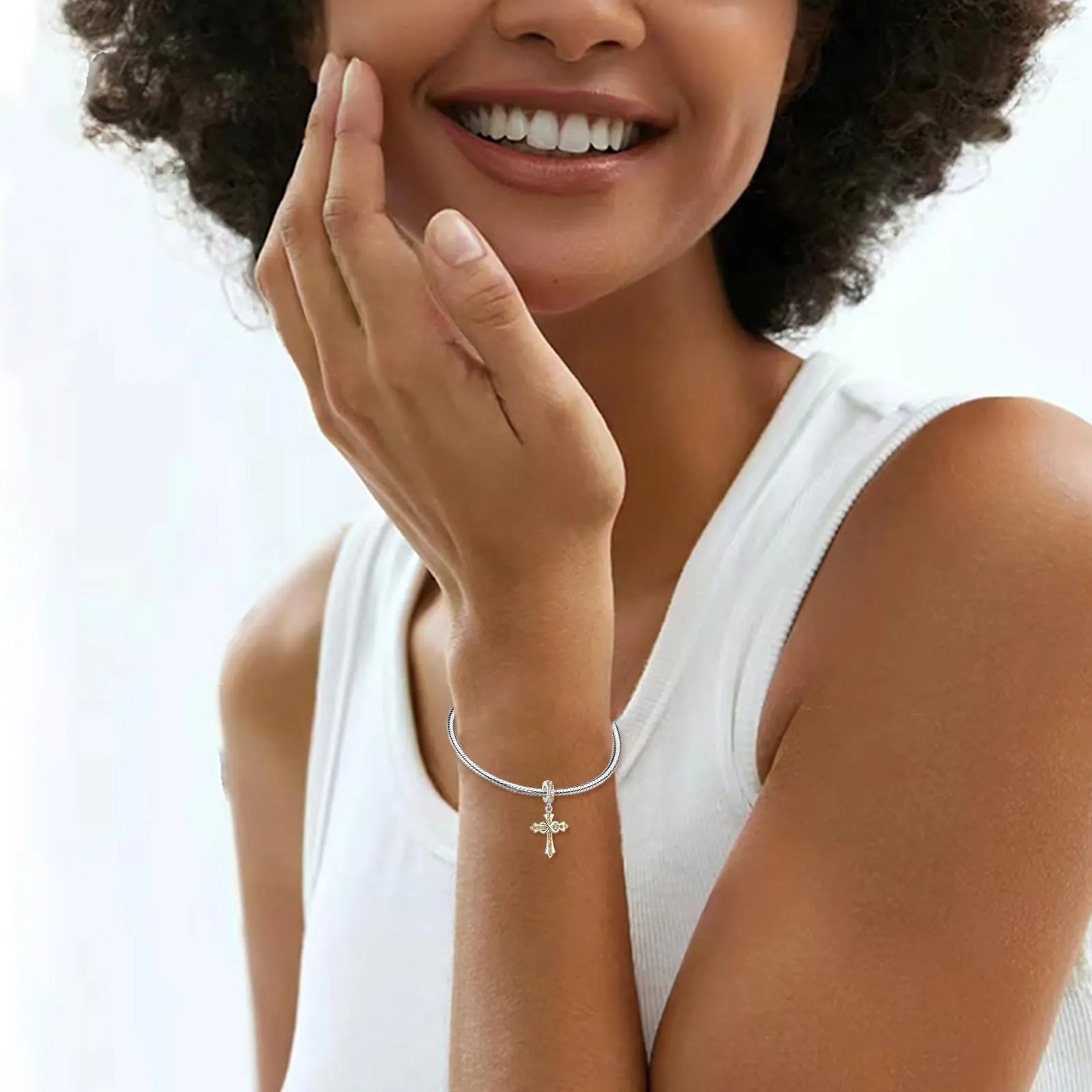 LNQOBU Ciondoli a forma di Croce in Argento Sterling 925 con Pietre di Nascita, Compatibili con Bracciale Pandora - immagine 4
