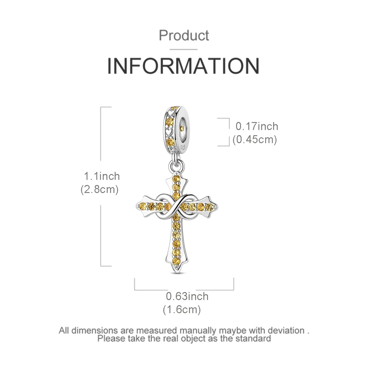 LNQOBU Ciondoli a forma di Croce in Argento Sterling 925 con Pietre di Nascita, Compatibili con Bracciale Pandora - immagine 5
