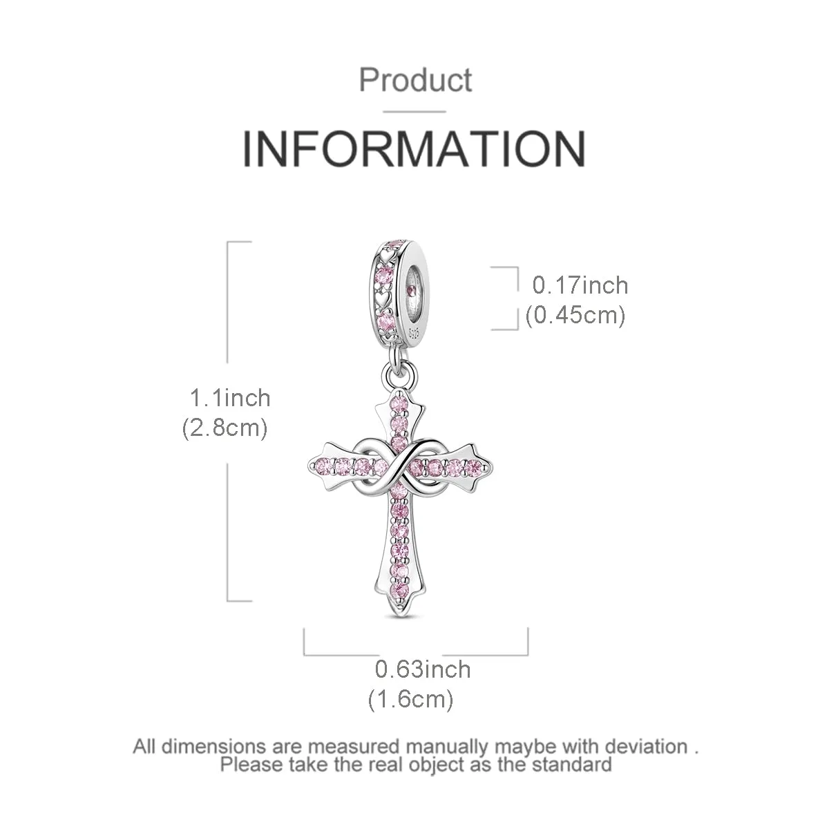 LNQOBU Ciondoli a forma di Croce in Argento Sterling 925 con Pietra di Nascita, Compatibili con Pandora - immagine 5