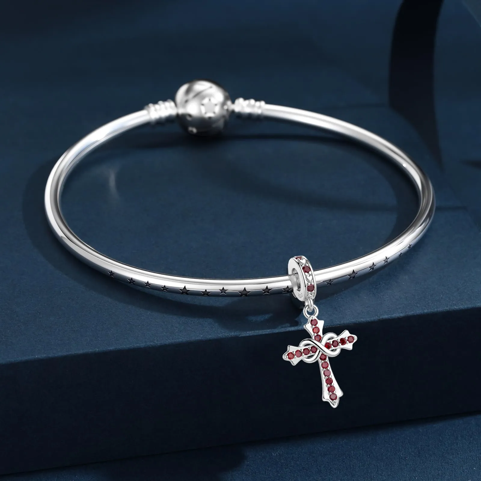 LNQOBU Ciondoli a forma di Croce in Argento Sterling 925 con Pietra di Nascita, Compatibili con Bracciale Pandora - immagine 2
