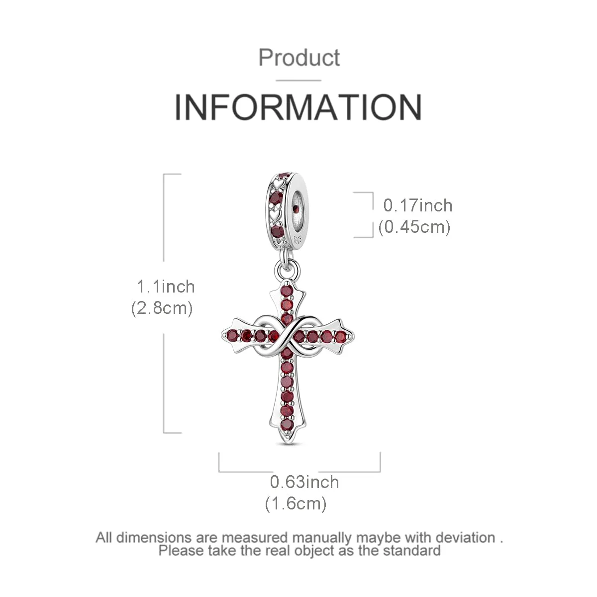 LNQOBU Ciondoli a forma di Croce in Argento Sterling 925 con Pietra di Nascita, Compatibili con Bracciale Pandora - immagine 5