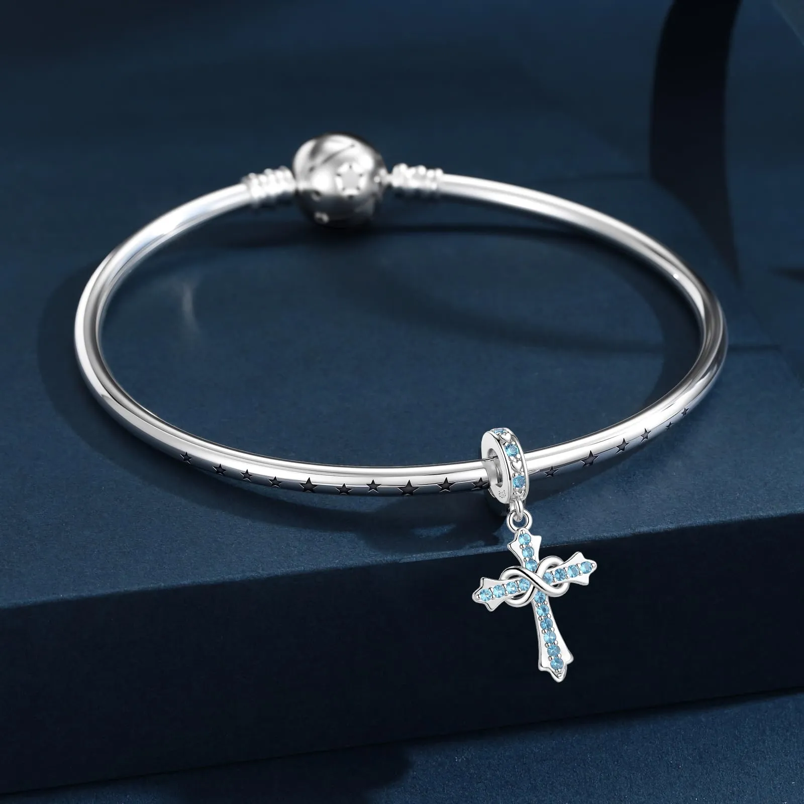 LNQOBU Ciondoli a Croce in Argento Sterling 925 con Pietra di Nascita e Zirconi, Compatibili con Pandora - immagine 2