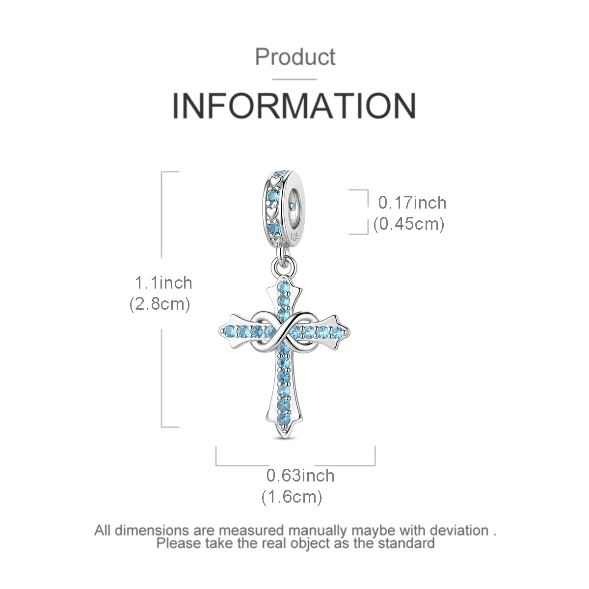 LNQOBU Ciondoli a Croce in Argento Sterling 925 con Pietra di Nascita e Zirconi, Compatibili con Pandora - immagine 5