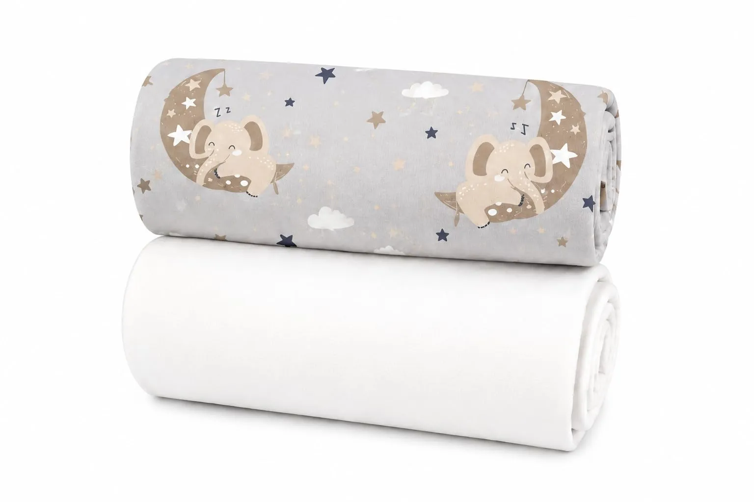 FlyIdeas Set 2 Lenzuola con Angoli per Navicella Neonato 75x35 cm, 100% Cotone, GoodNight Tortora - immagine 1