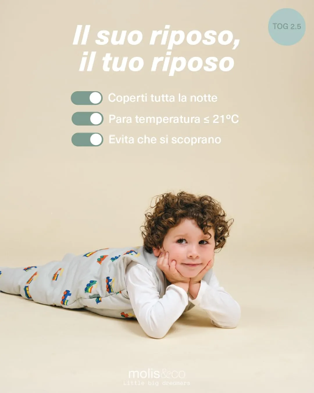 molis & co Sacco Nanna con piedini, maniche staccabili e calzini 2.5 TOG 100% Cotone Oeko-TEX 100 (Tiny Trains, 1 anno) - immagine 5