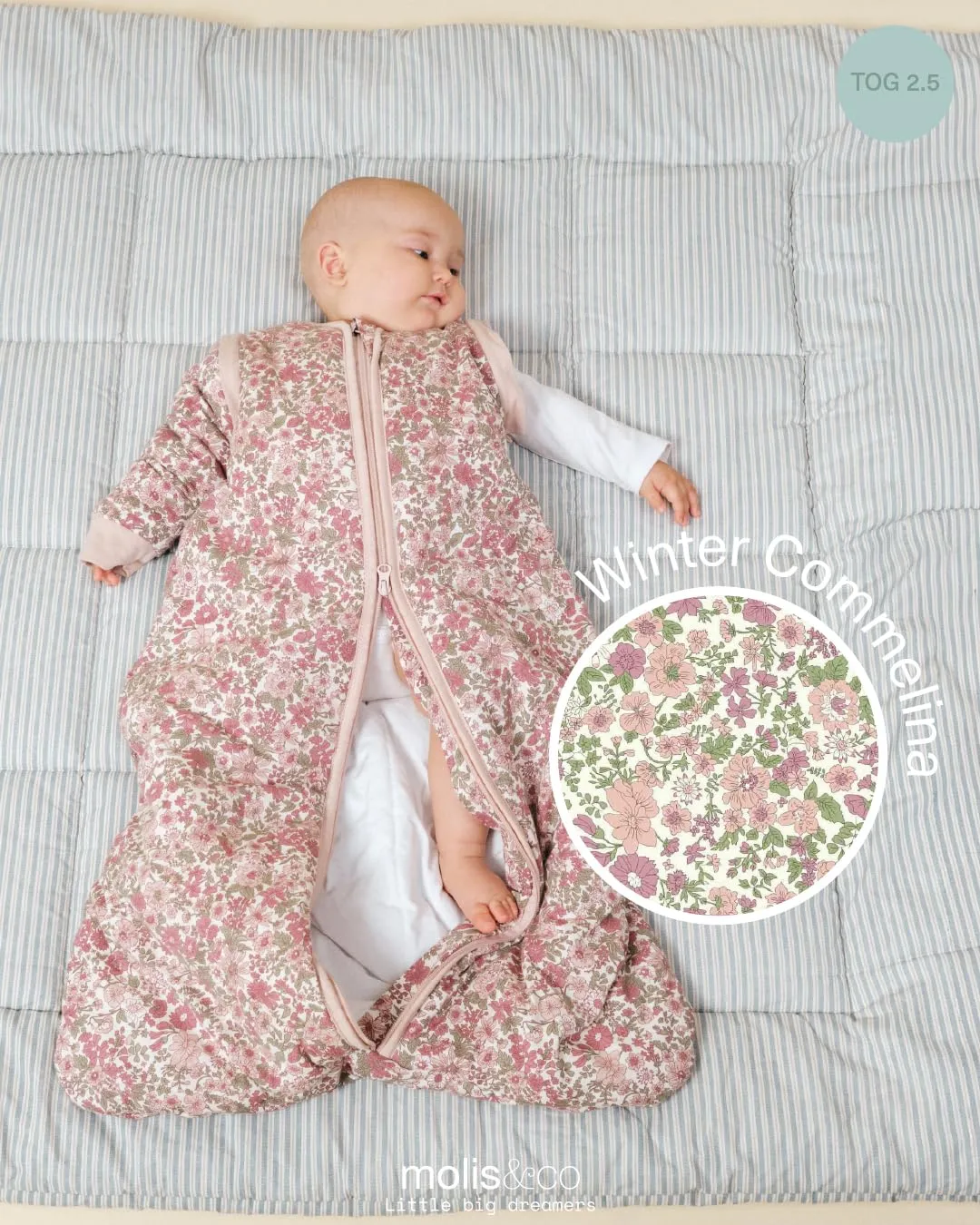 molis & co Sacco Nanna con Maniche e Calzini Staccabili 2.5 TOG, Winter Commelina, 0-6 mesi - immagine 4