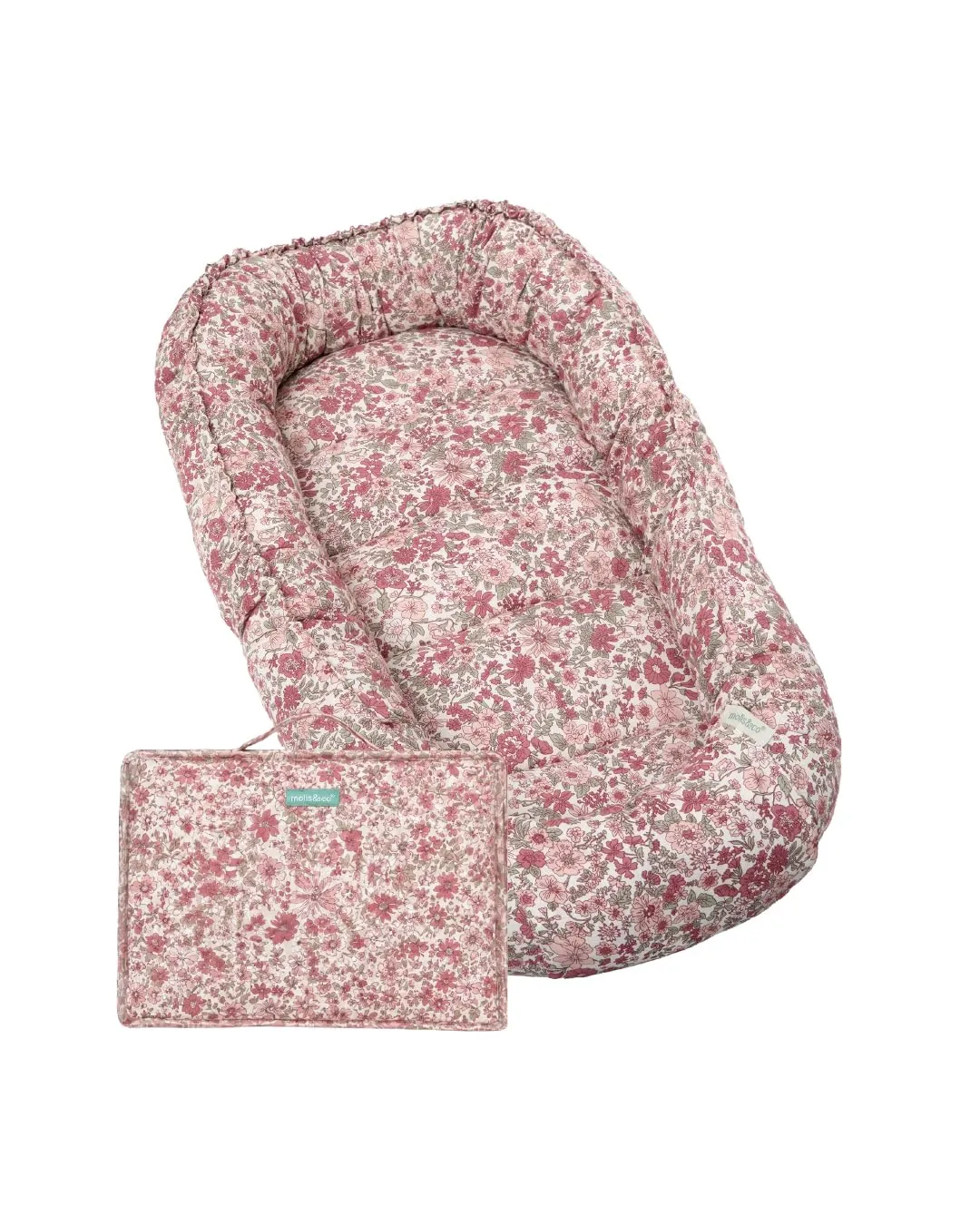 molis&co Nido per bebè 90 x 50 cm Riduttore per culla e Co-sleeping Nest in Cotone OEKO-TEX 100 (Winter Commelina) - immagine 1