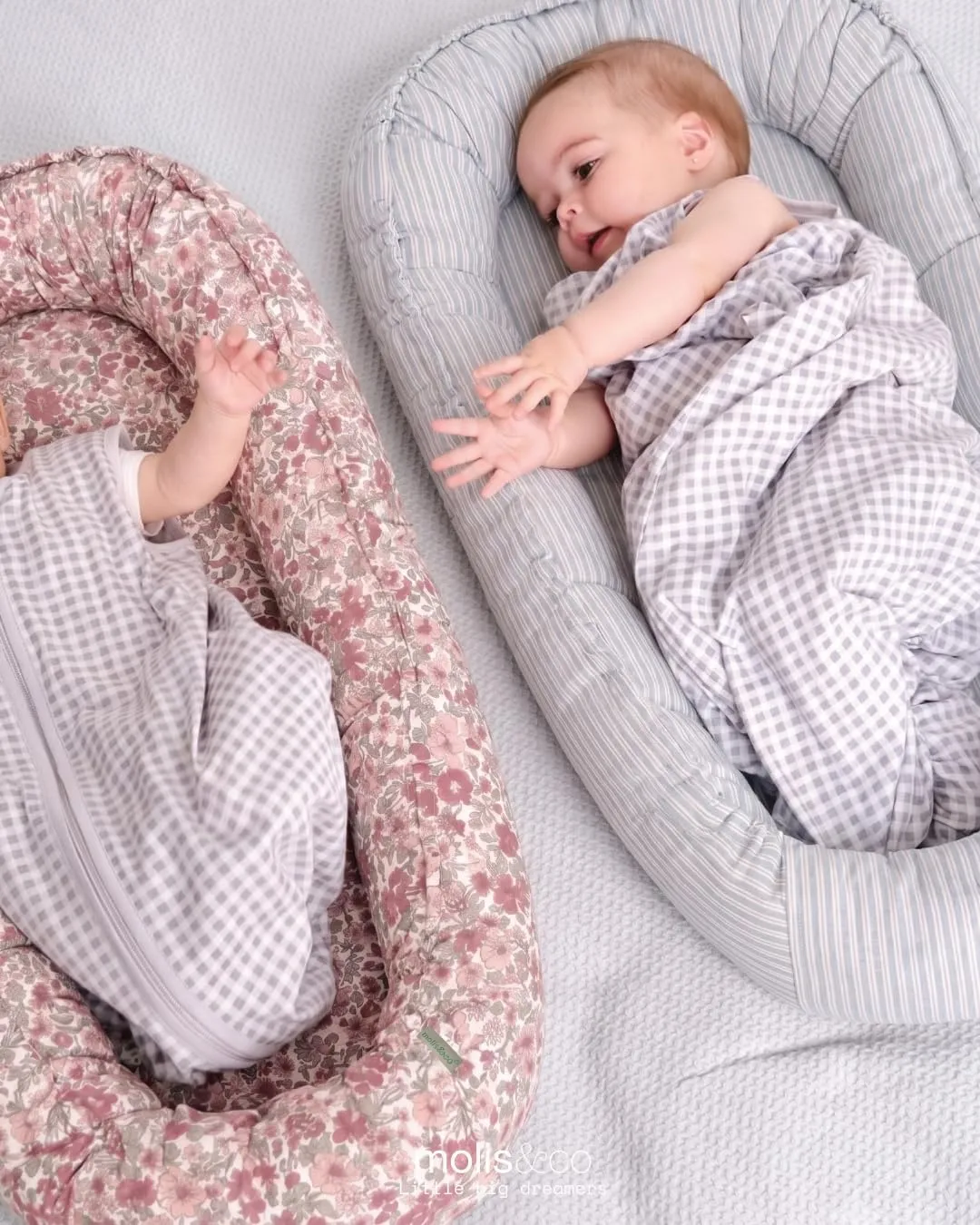 molis&co Nido per bebè 90 x 50 cm Riduttore per culla e Co-sleeping Nest in Cotone OEKO-TEX 100 (Winter Commelina) - immagine 8