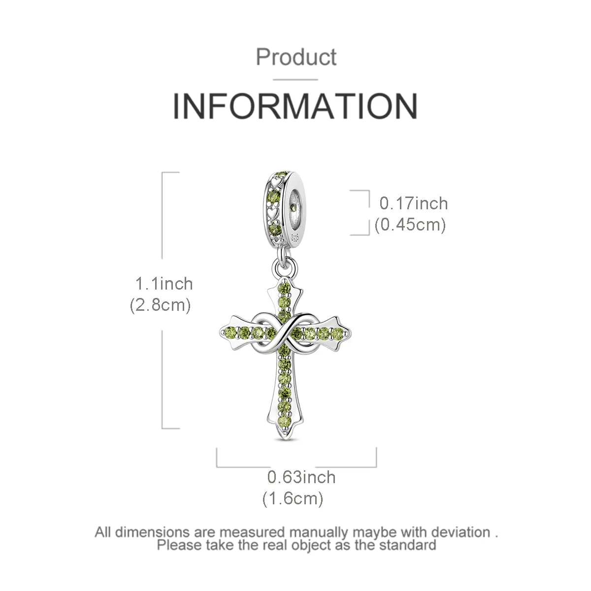 LNQOBU Charms di Pietra di Nascita in Argento Sterling 925 Ciondoli a forma di Croce, Compatibili con Pandora - immagine 5