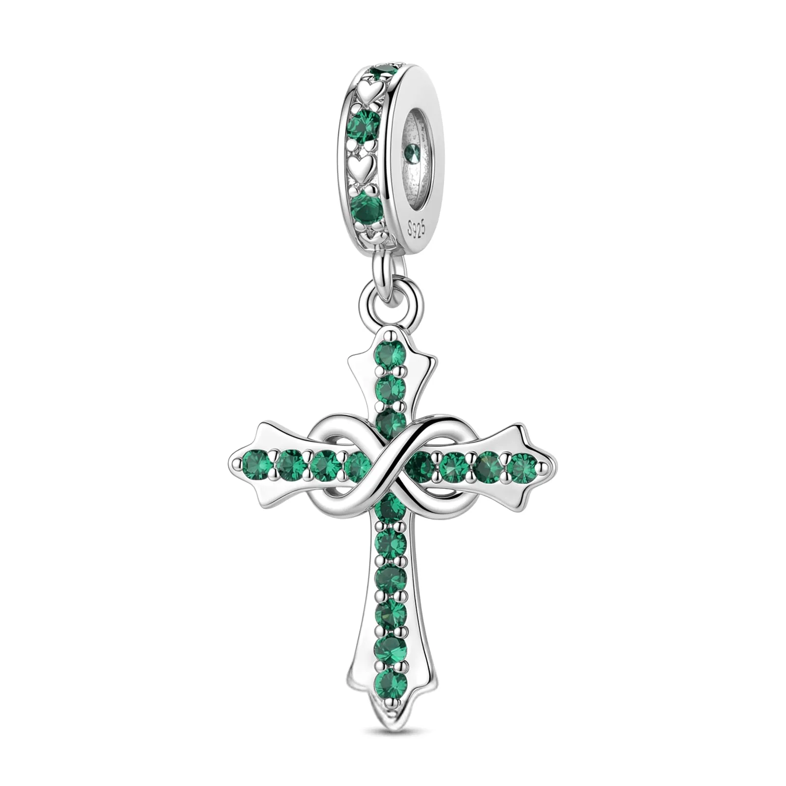 LNQOBU Ciondoli a forma di Croce in Argento Sterling 925 con Pietra di Nascita, Compatibili con Bracciale Pandora - immagine 1