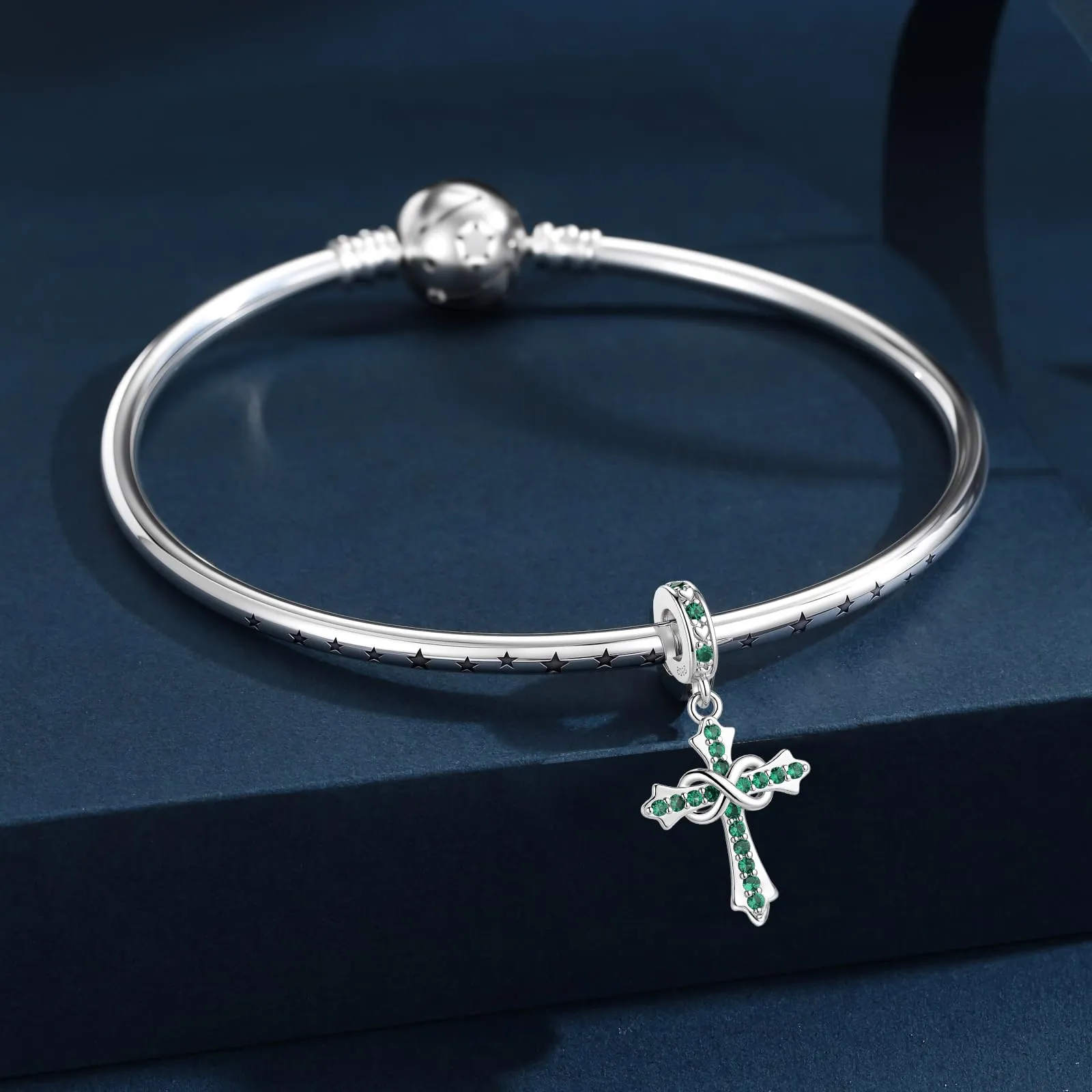 LNQOBU Ciondoli a forma di Croce in Argento Sterling 925 con Pietra di Nascita, Compatibili con Bracciale Pandora - immagine 2