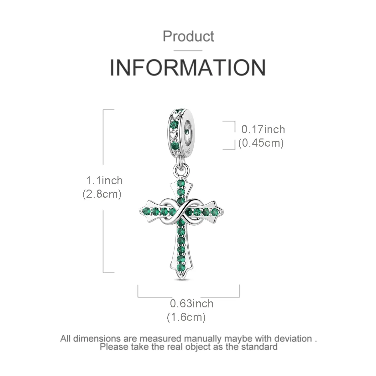 LNQOBU Ciondoli a forma di Croce in Argento Sterling 925 con Pietra di Nascita, Compatibili con Bracciale Pandora - immagine 5