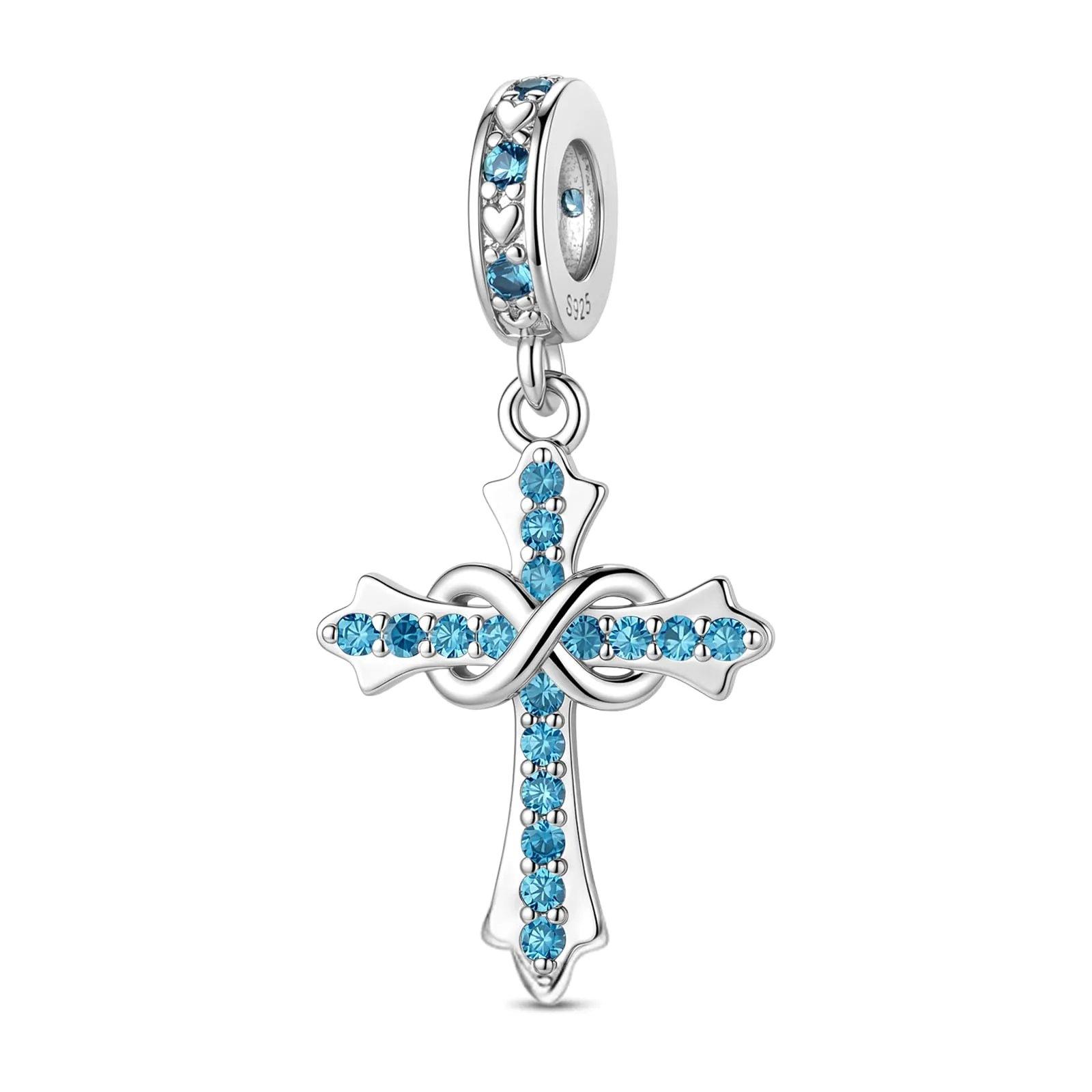 LNQOBU Ciondoli a forma di Croce in Argento Sterling 925 con Pietra di Nascita, Compatibili con Bracciale Pandora - immagine 1