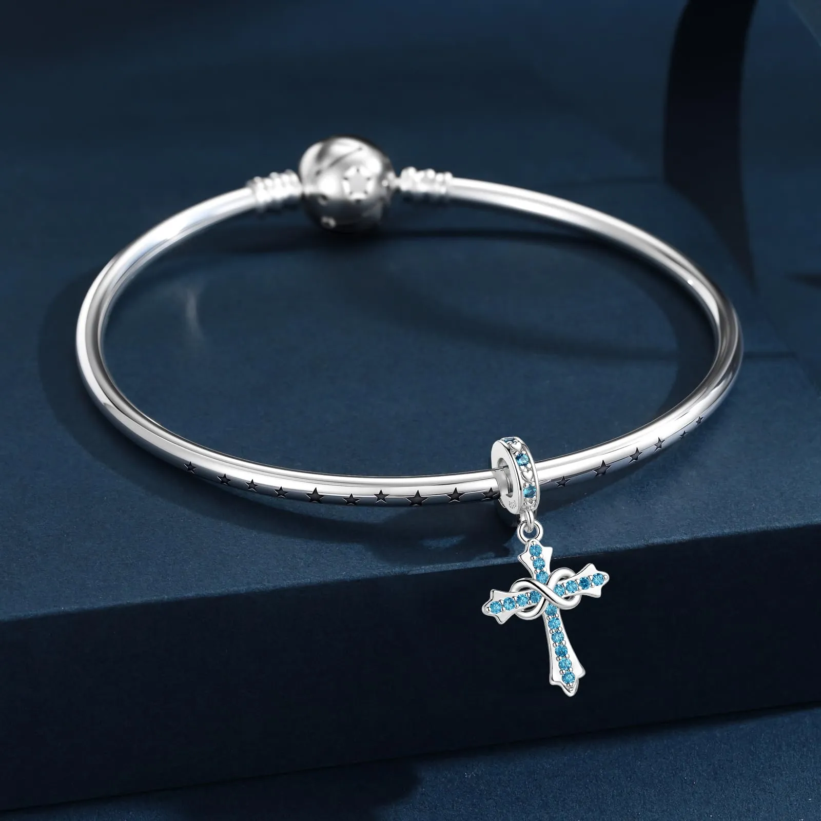 LNQOBU Ciondoli a forma di Croce in Argento Sterling 925 con Pietra di Nascita, Compatibili con Bracciale Pandora - immagine 2