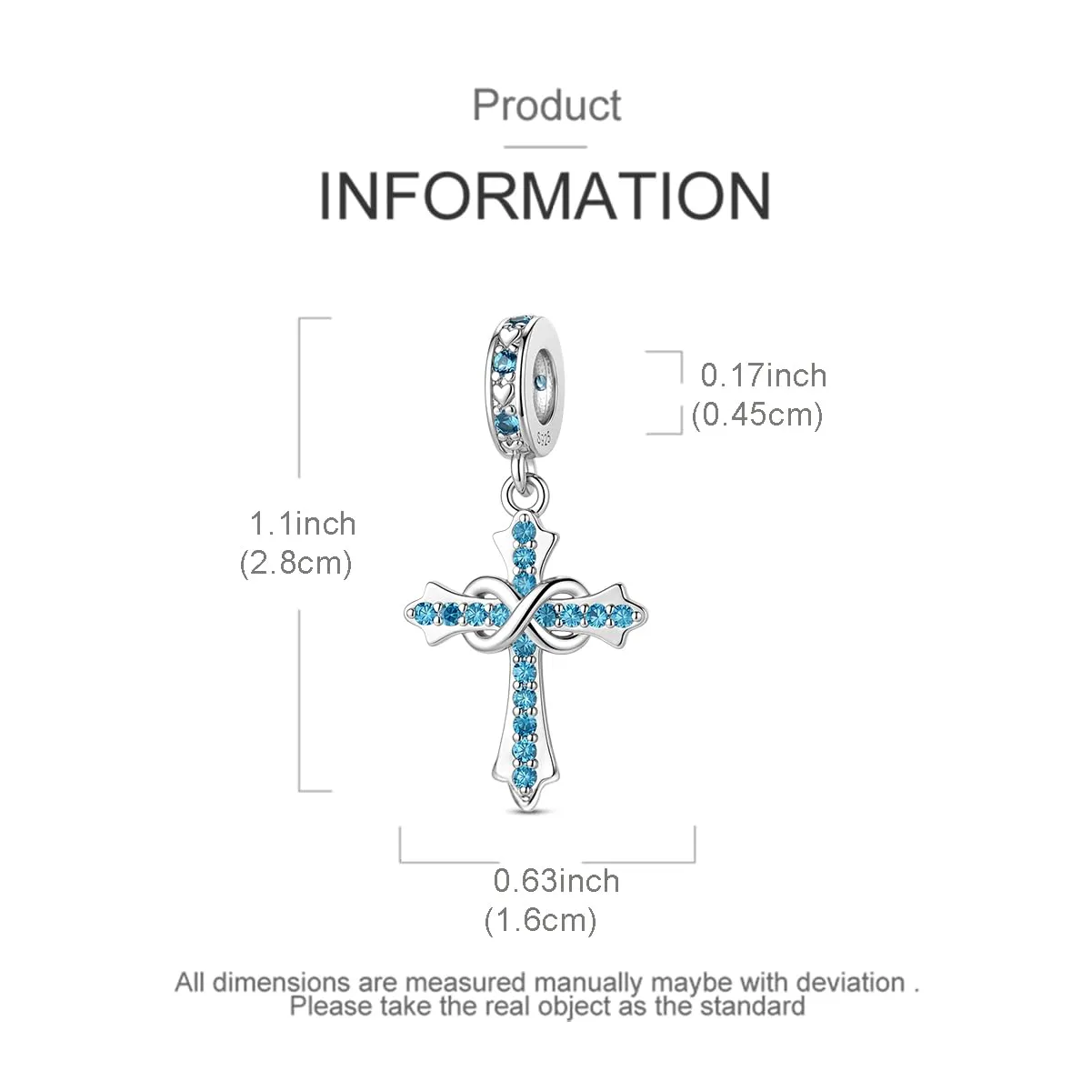 LNQOBU Ciondoli a forma di Croce in Argento Sterling 925 con Pietra di Nascita, Compatibili con Bracciale Pandora - immagine 5