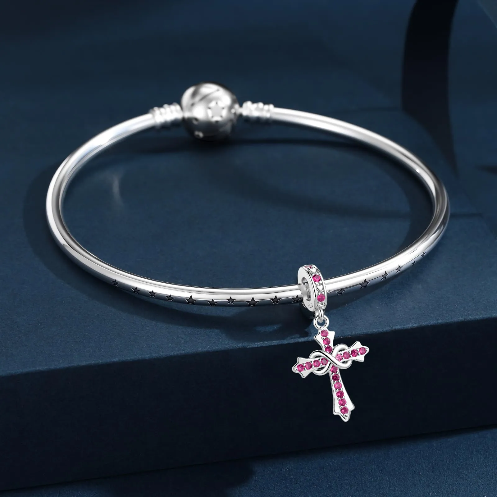 LNQOBU Ciondoli a forma di Croce in Argento Sterling 925 con Pietra di Nascita, Compatibili con Bracciale Pandora - immagine 2