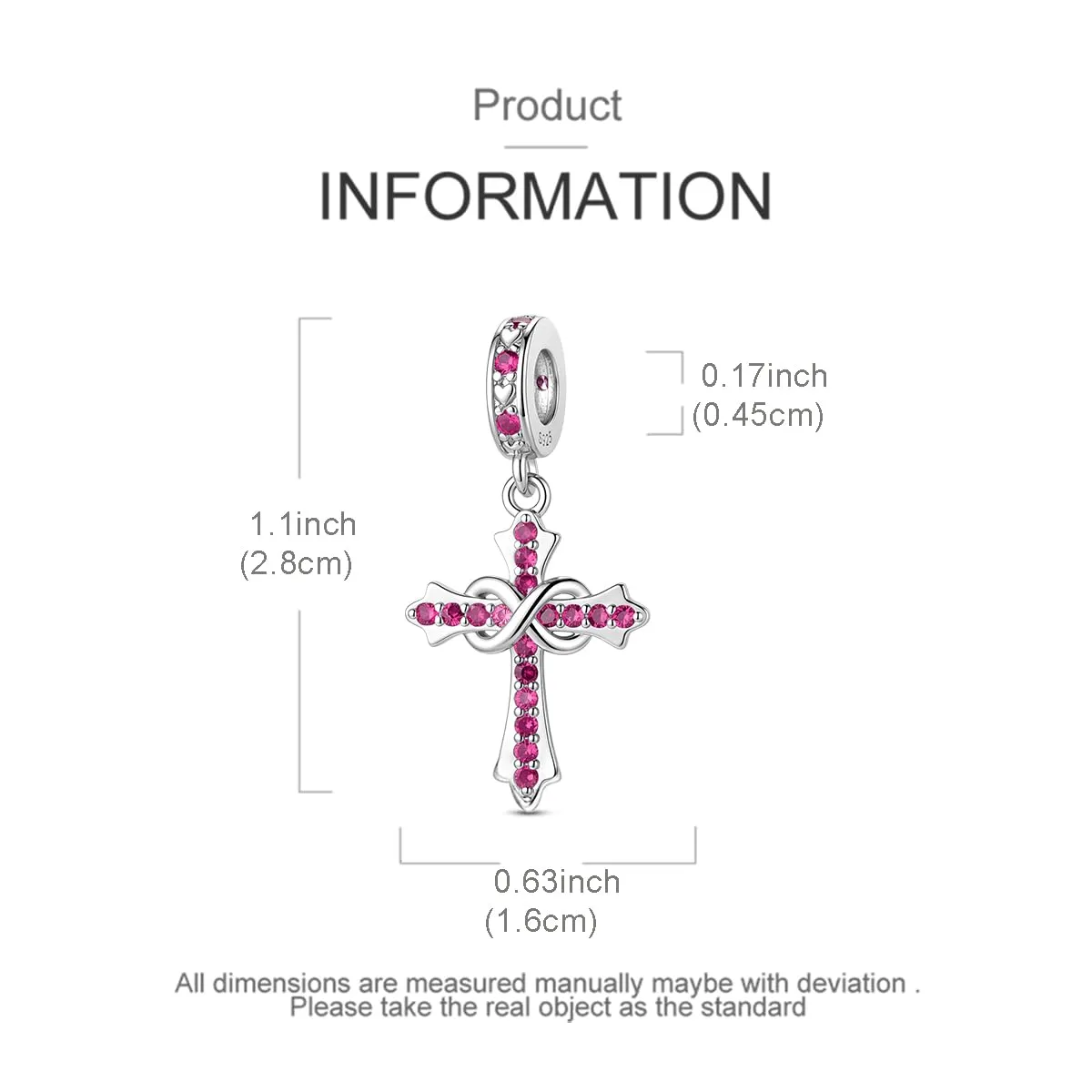 LNQOBU Ciondoli a forma di Croce in Argento Sterling 925 con Pietra di Nascita, Compatibili con Bracciale Pandora - immagine 5