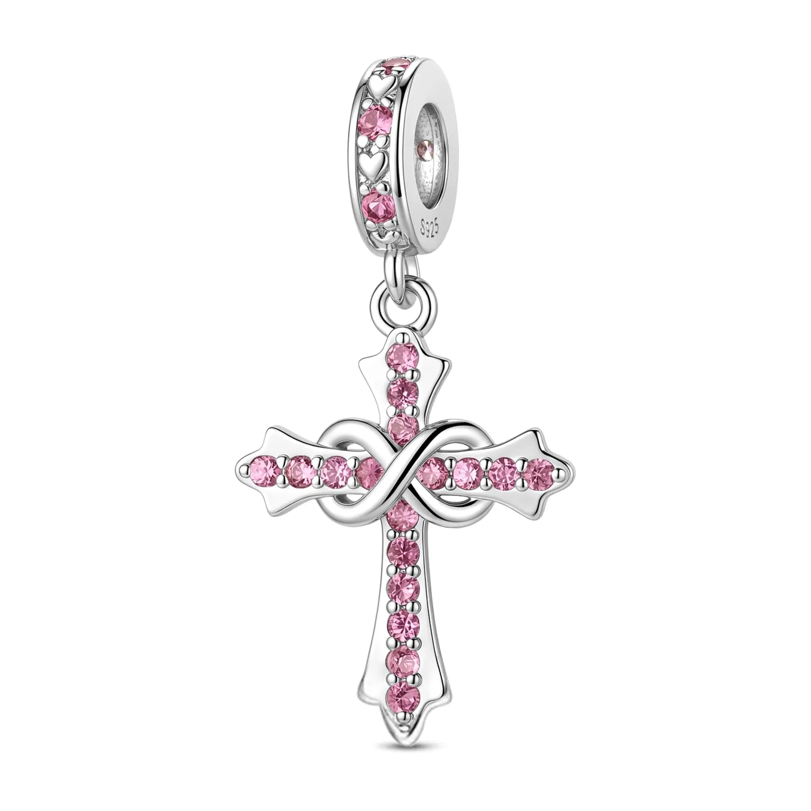 LNQOBU Ciondoli a forma di Croce in Argento Sterling 925 con Pietra di Nascita, Compatibili con Pandora - immagine 1