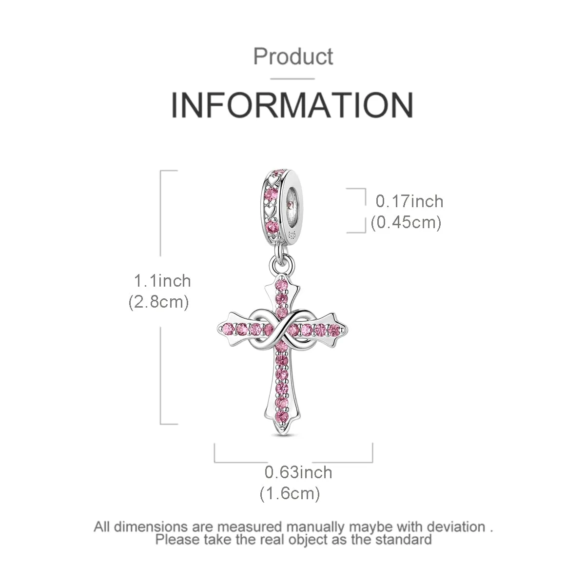 LNQOBU Ciondoli a forma di Croce in Argento Sterling 925 con Pietra di Nascita, Compatibili con Pandora - immagine 5