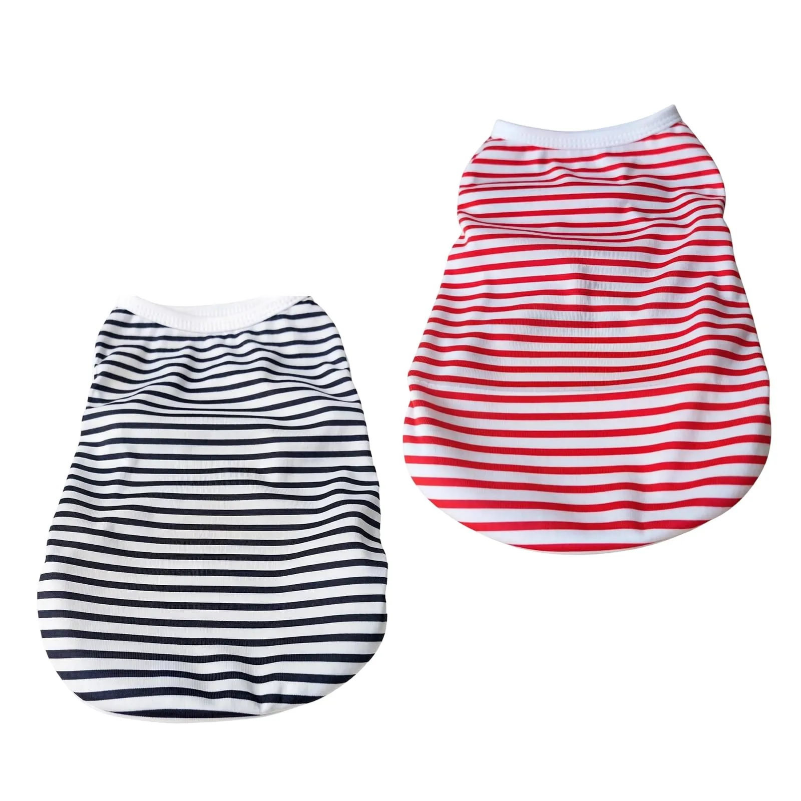 MYZWEL Maglie a righe estive per cani e gatti, set da 2 canotte senza maniche, nero e rosso, taglia L - immagine 1