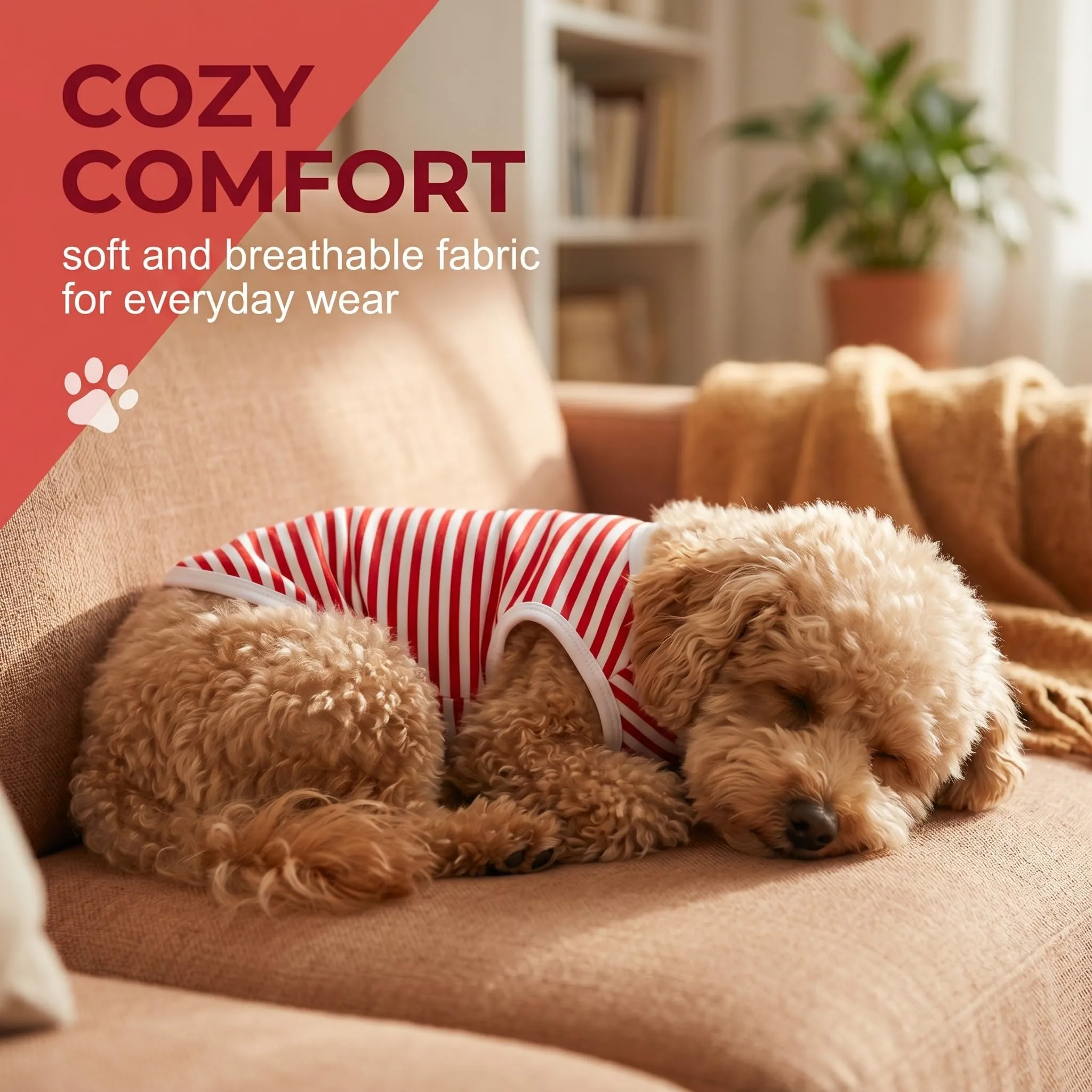 MYZWEL Maglie a righe estive per cani e gatti, set da 2 canotte senza maniche, nero e rosso, taglia L - immagine 2