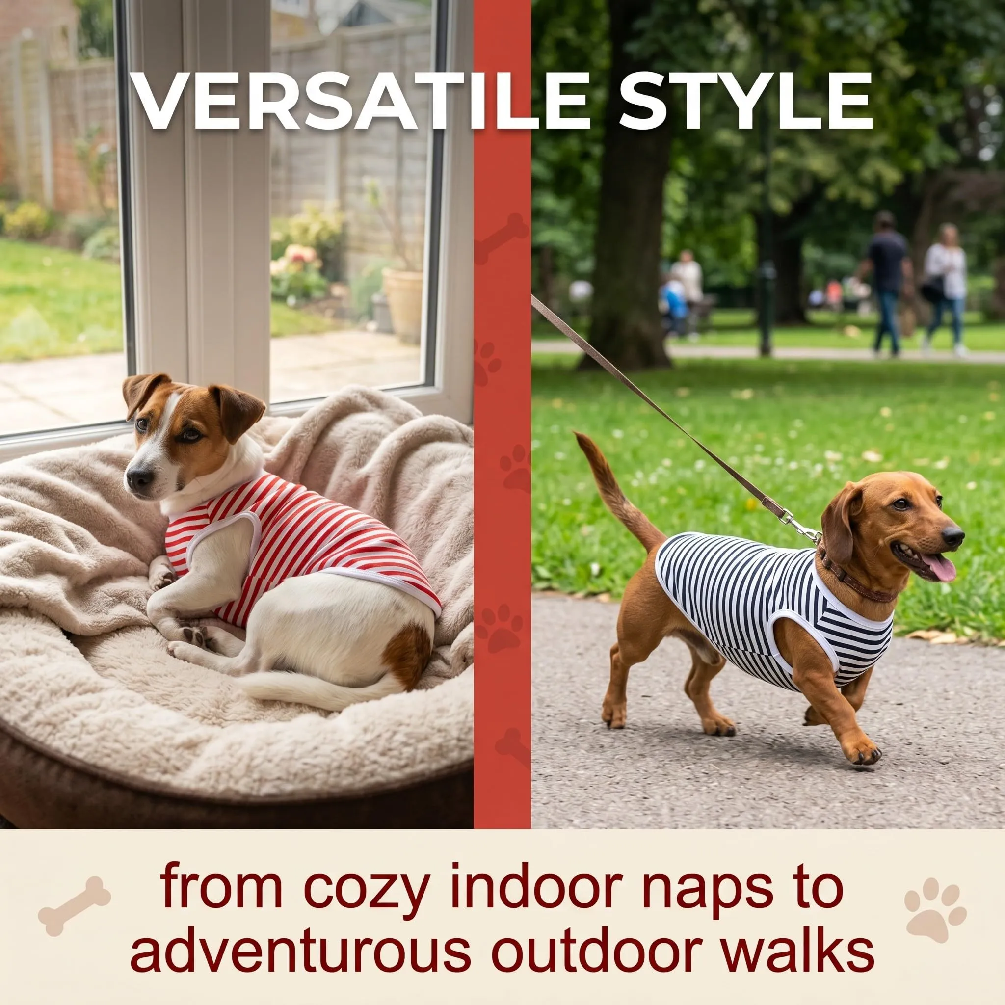 MYZWEL Maglie a righe estive per cani e gatti, set da 2 canotte senza maniche, nero e rosso, taglia L - immagine 3
