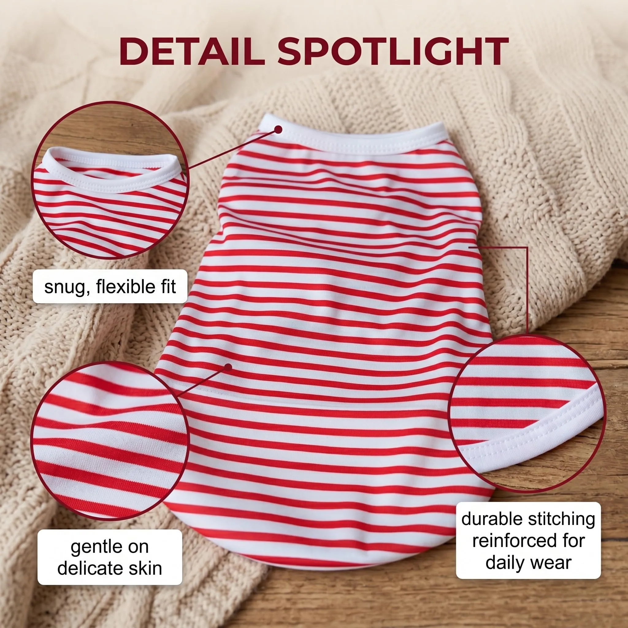 MYZWEL Maglie a righe estive per cani e gatti, set da 2 canotte senza maniche, nero e rosso, taglia L - immagine 5